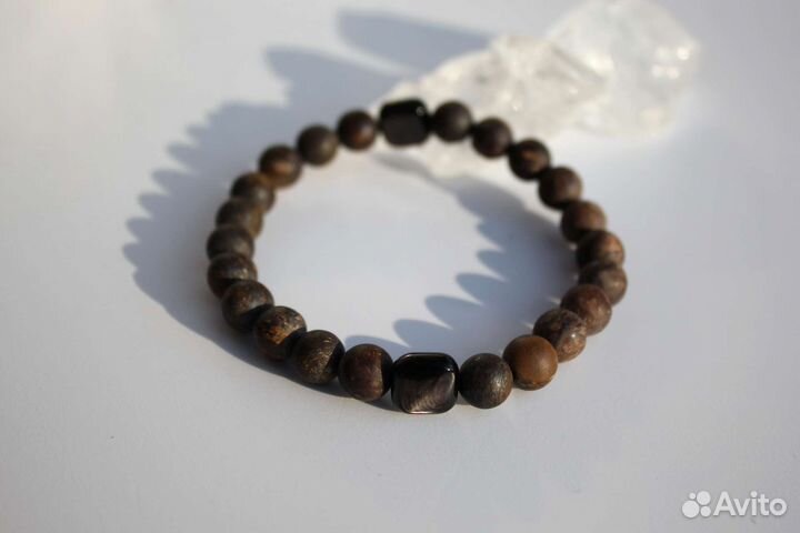 Новый мужской браслет из камня бронзит гиперстен