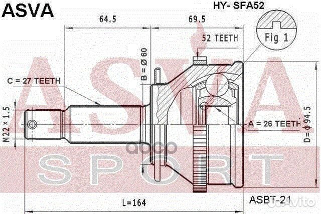 Шрунаружный 26x60x27 hyundai hyundai : santa FE