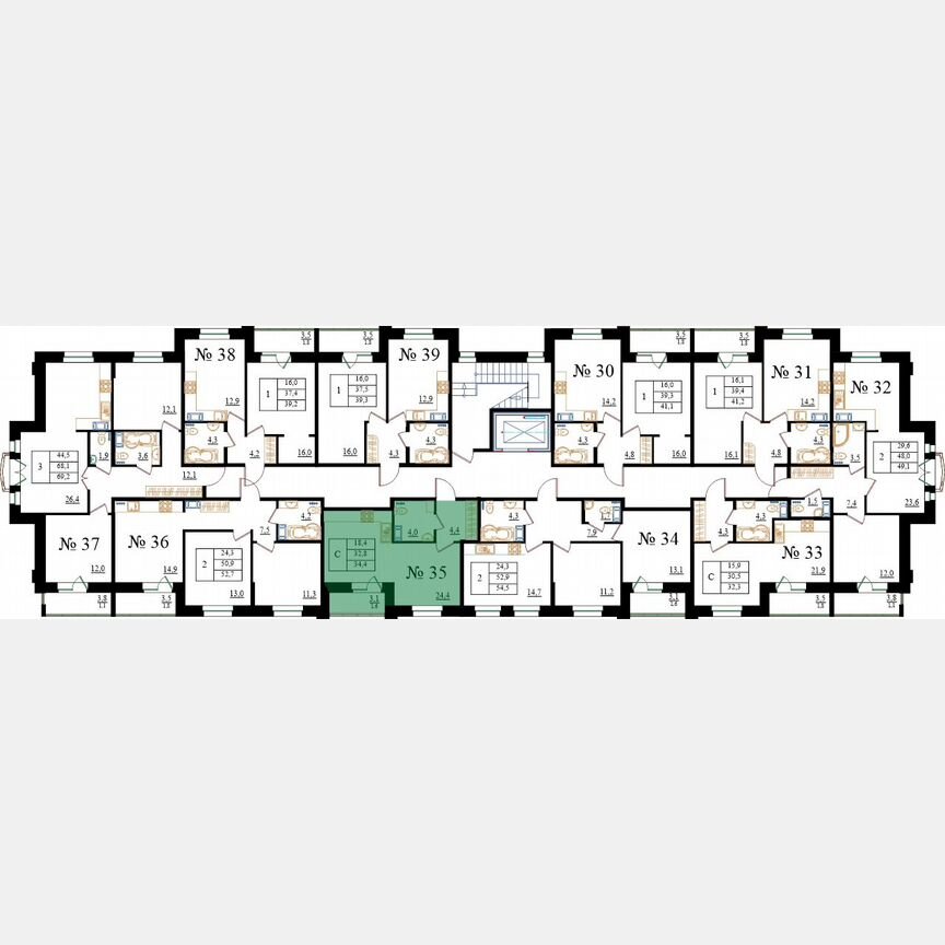 Квартира-студия, 34,4 м², 4/8 эт.