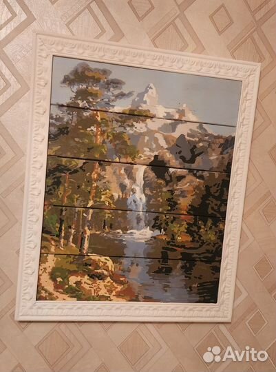 Готовая картина по номерам,Водопад в горах