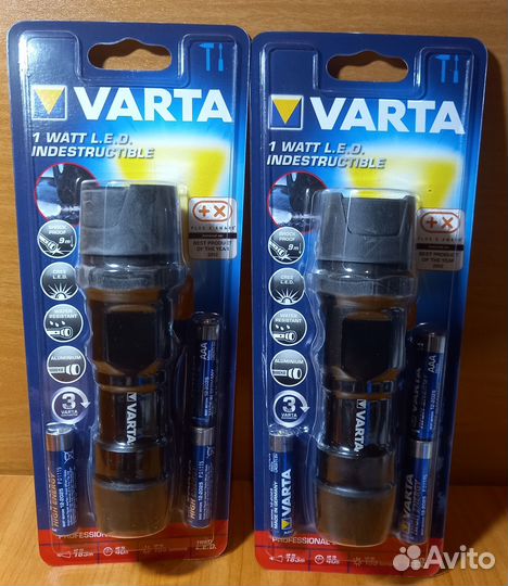 Фонарь(набор 2шт) Varta 1W LED Indestructible