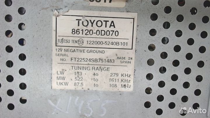 Магнитола Toyota Yaris, 2003