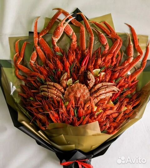 Букеты из раков и морепродуктов