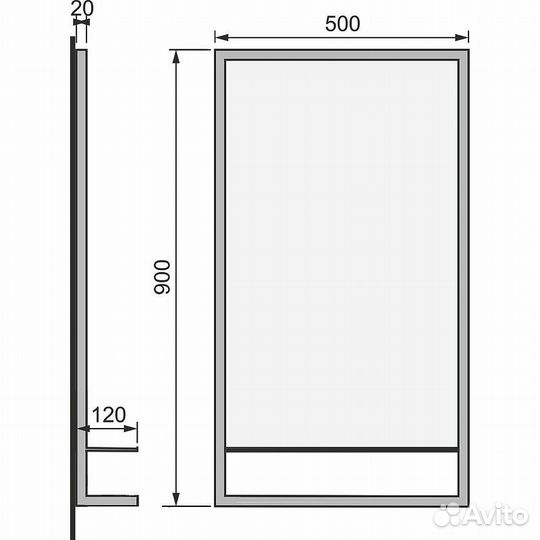 Зеркало Jorno Steal 50 Ste.02.50/Pld/B Черное
