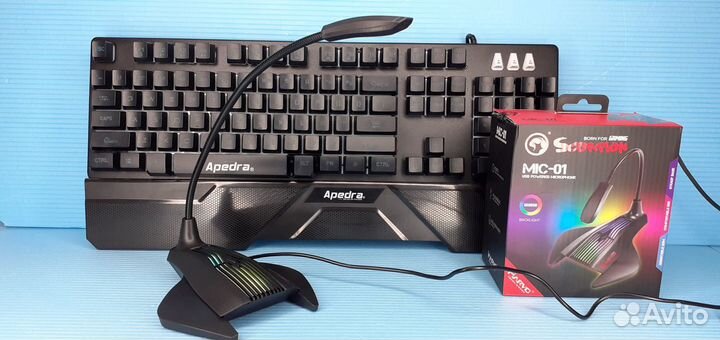 Игровой настольный микрофон Scorpion подсветка RGB