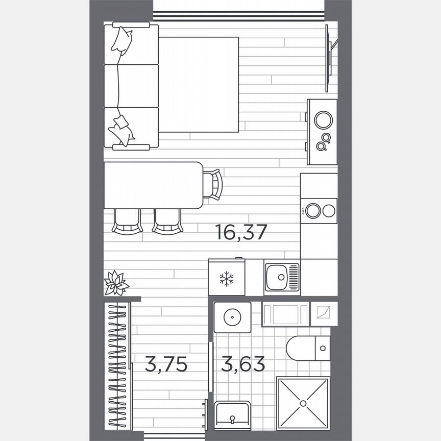 Квартира-студия, 24 м², 5/5 эт.