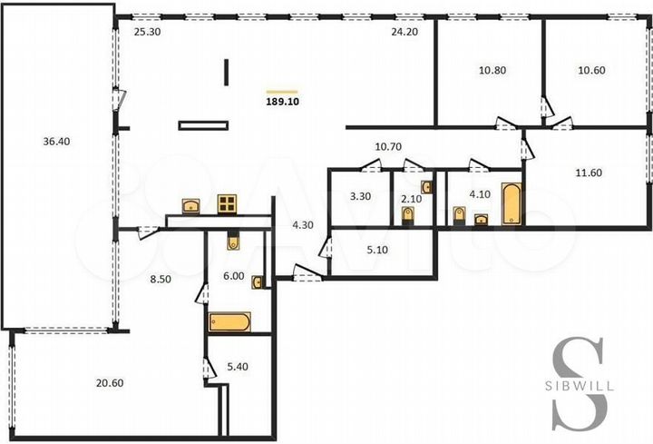 4-к. квартира, 189,1 м², 9/9 эт.