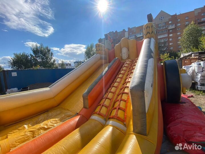 Детский надувной батут с горкой