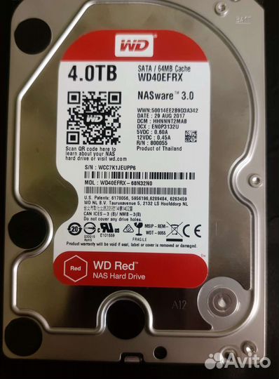 Жесткий диск hdd WD Red 4Tb WD40efrx