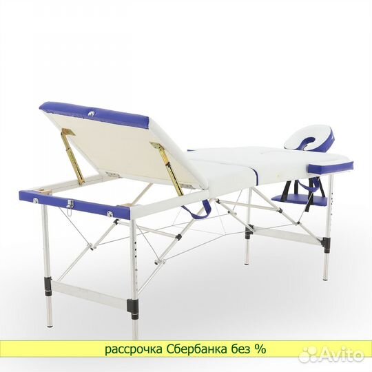 Массажная кушетка JF-AY01A 3 секции, бело-синий
