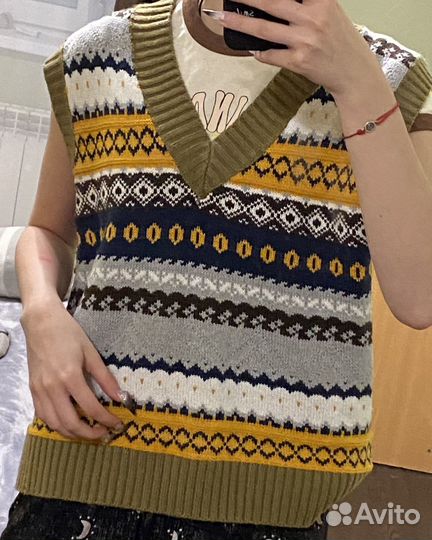 Жилет y2k вязаный