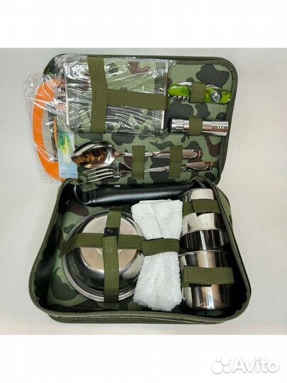 Туристический походный дорожный набор посуды