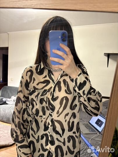 Свободная рубашка анималистичный принт Zara