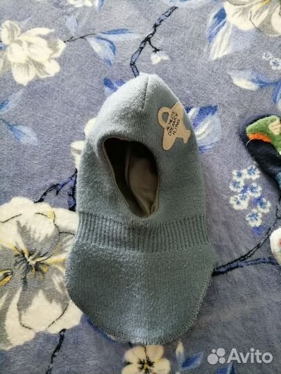 Шапка шлем для мальчика, варежки