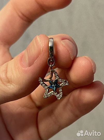 Подвеска звезда с синим камнем Swarovski