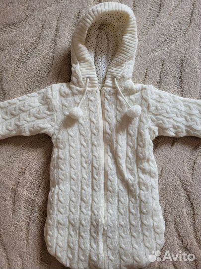 Конверт вязаный на выписку, в коляску