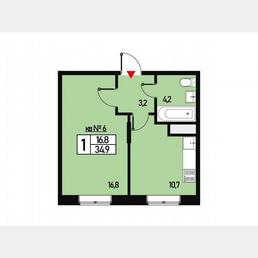 1-к. квартира, 34 м², 1/3 эт.