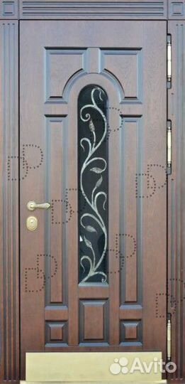 Уличная водная термодверь с окном и ковкой