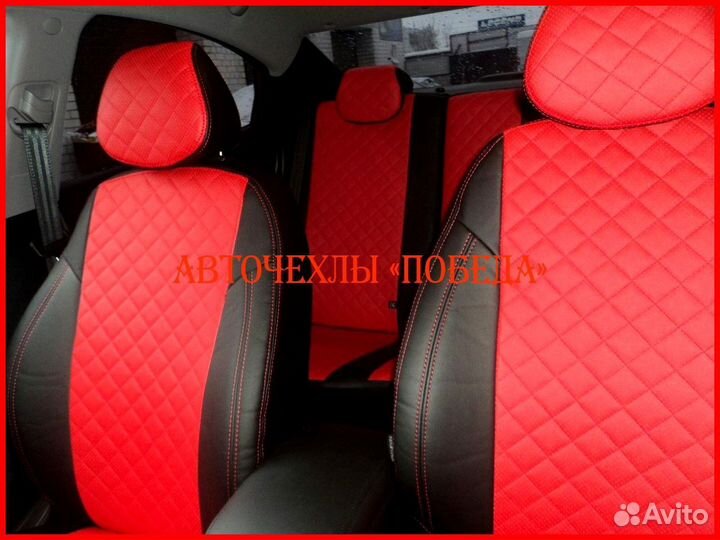 Чехлы Hyundai Solaris 1 Sd из экокожи чёрно-красны