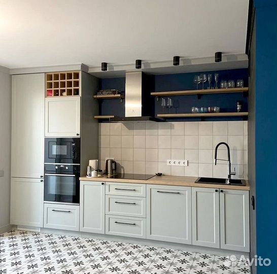 Кухня из шпона с подсветкой на заказ