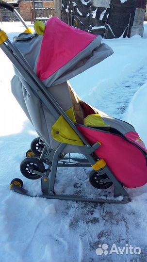 Детские зимние санки на колесиках