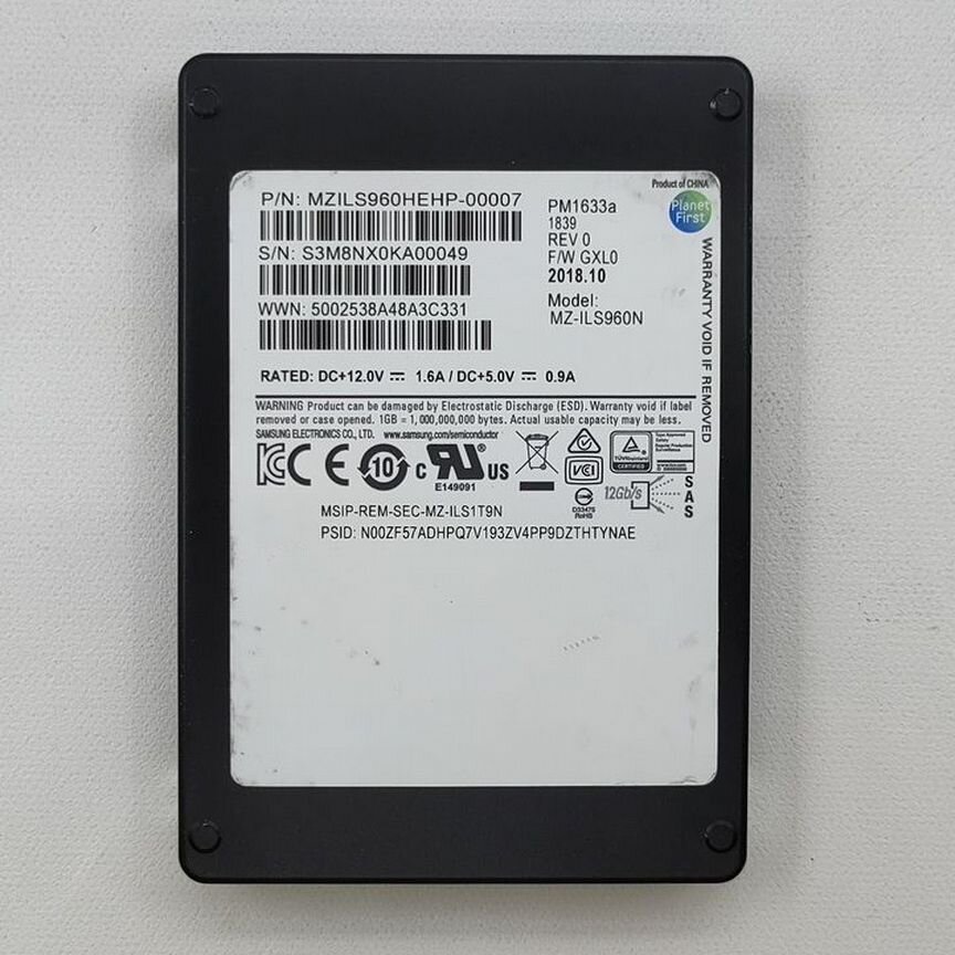 [MZ-ILS960N] Ssd Диск Mzils960hehp-00007, Pm1633a