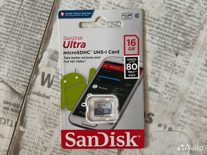 Карта памяти MicroSD 16 GB