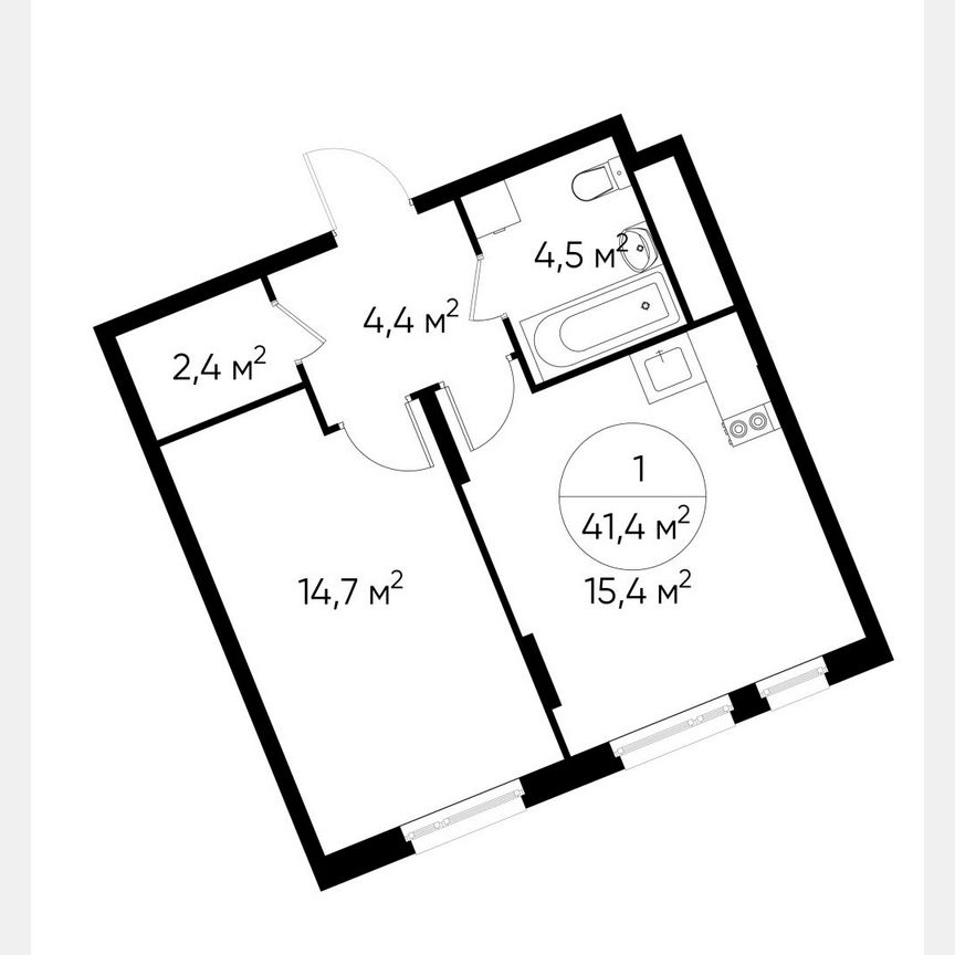 1-к. квартира, 41,4 м², 10/17 эт.