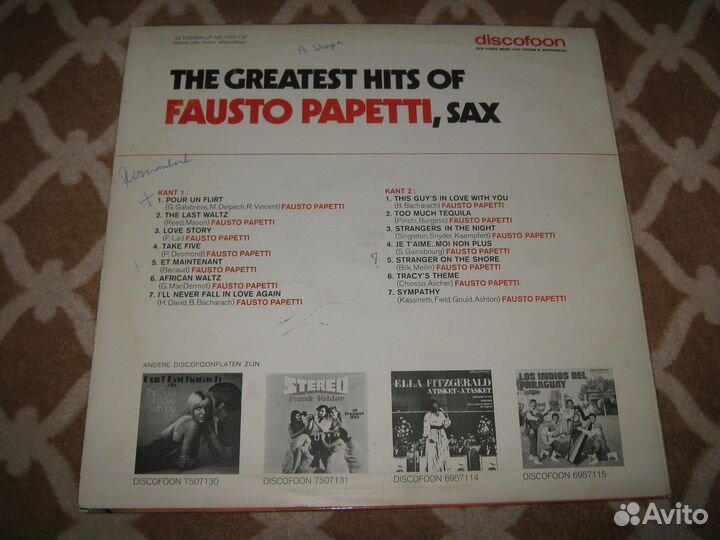 Пластинка Fausto Papetti Greatest Hits