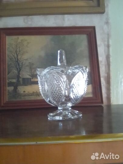 Сахарница - конфетница хрустальная