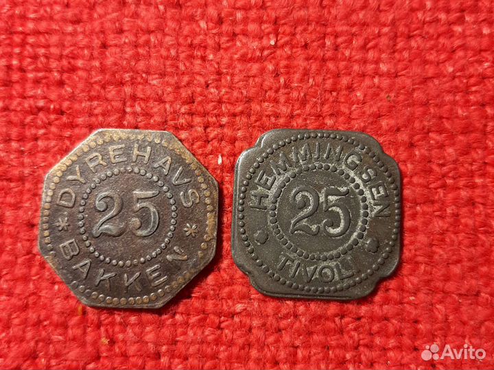 Токен Дании /парк Беккен,Тиволи/ бронза,цинк