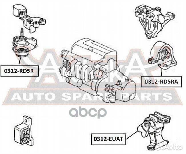 Подушка двигателя задняя AT 0312RD5RA asva
