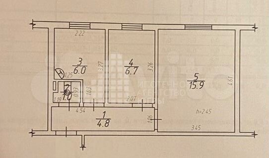 2-к. квартира, 34,4 м², 1/2 эт.