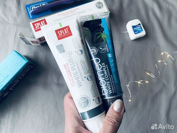 Отбеливающая зубная паста+зубная нить пакетом