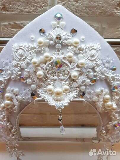 Белый кокошник снегурочки аренда