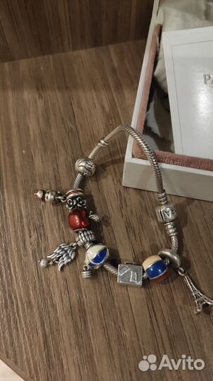 Серебряный браслет Pandora с шармами, оригинал
