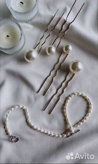 Шпильки с бусинами в прическу