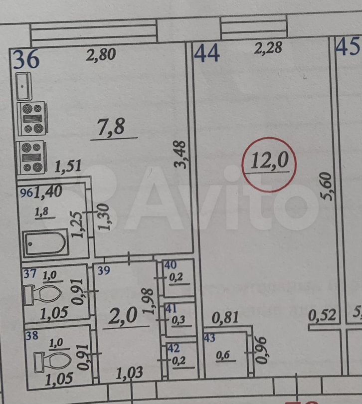 Комната 12 м² в 4-к., 5/5 эт.