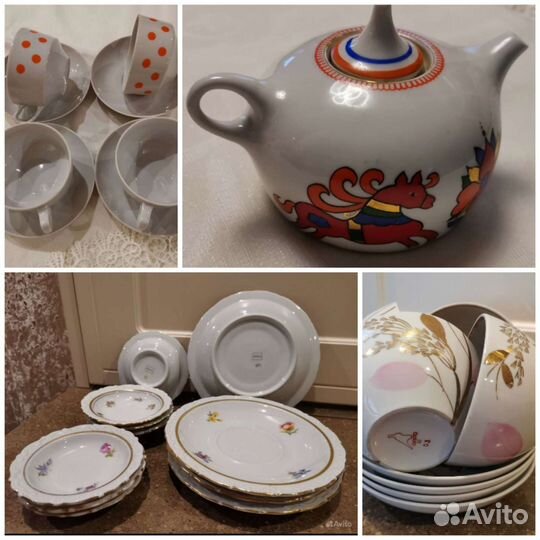 Чайник, чайная пара ссср, тарелки, розетки гдр