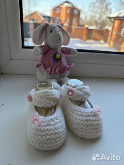Туфельки вязанные для новорожденных