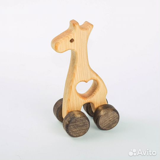 Игрушка-каталка деревянная Жираф