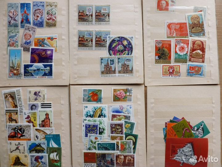 530 шт. почтовых марок времен СССР, разные страны