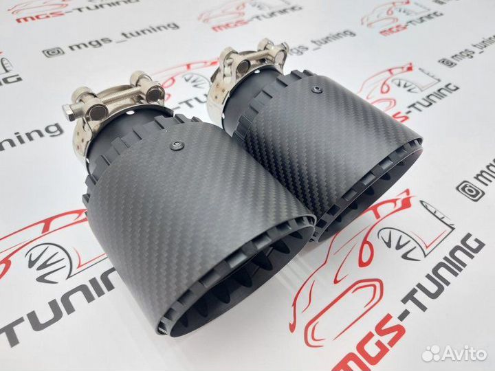 2 Насадки выхлоп Akrapovic Jet black карбон 102мм