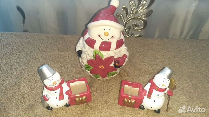 Свечи и заварник Снеговик