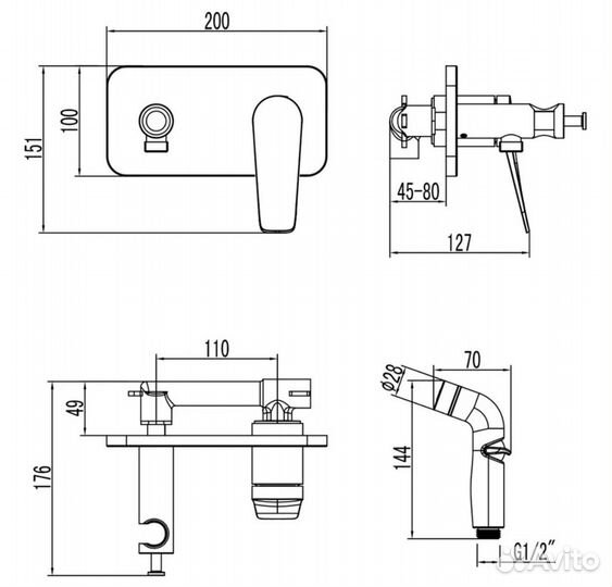 Смеситель внутренний lm3720gm Bronx Lemark