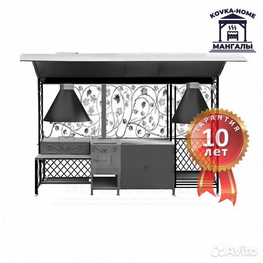 Супер-мангал с крышей и печью для кафе ресторана