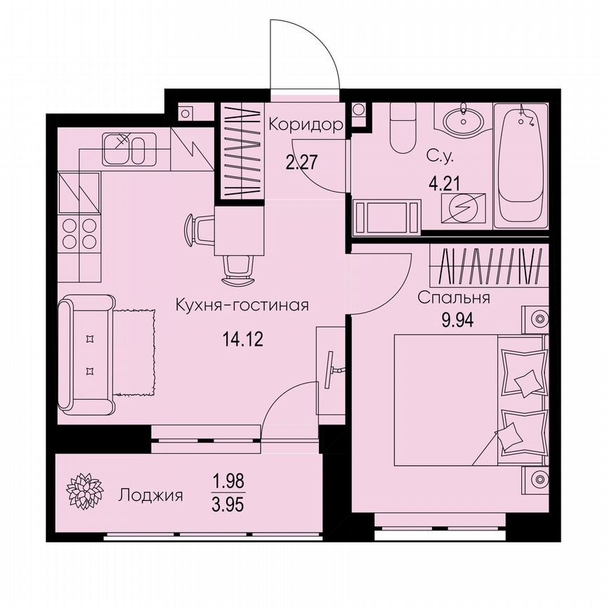 1-к. квартира, 32,5 м², 2/9 эт.