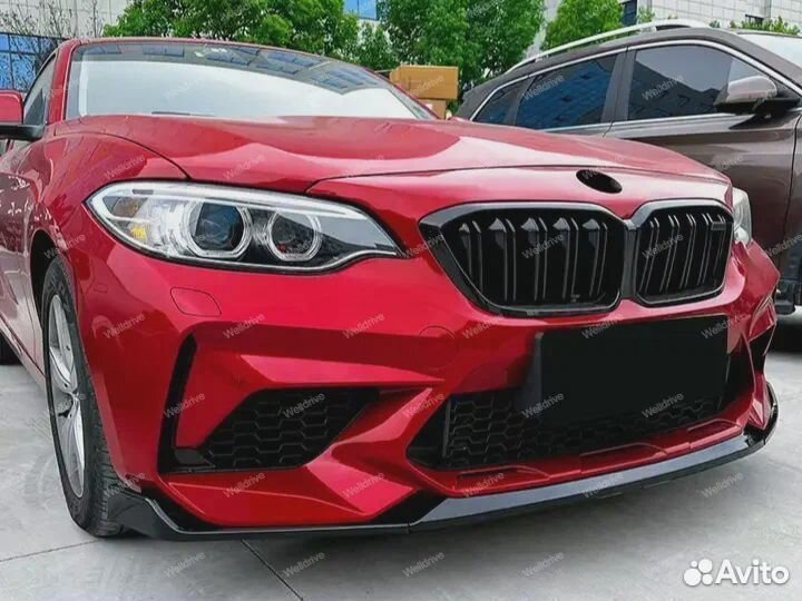 Сплиттер BMW M2 F87 стиль CS черный глянец