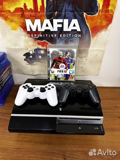 Sony playstation 3 fat + 1 игра + 2 джойстика