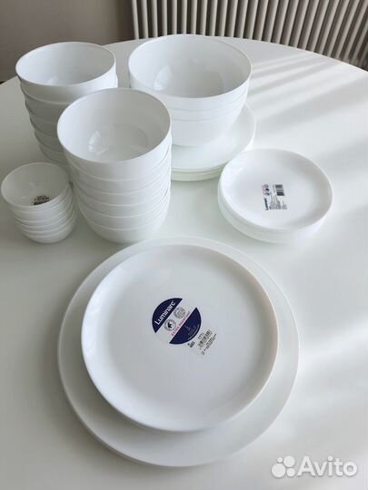 Набор luminarc diwali белый и 2 тарелки для пиццы